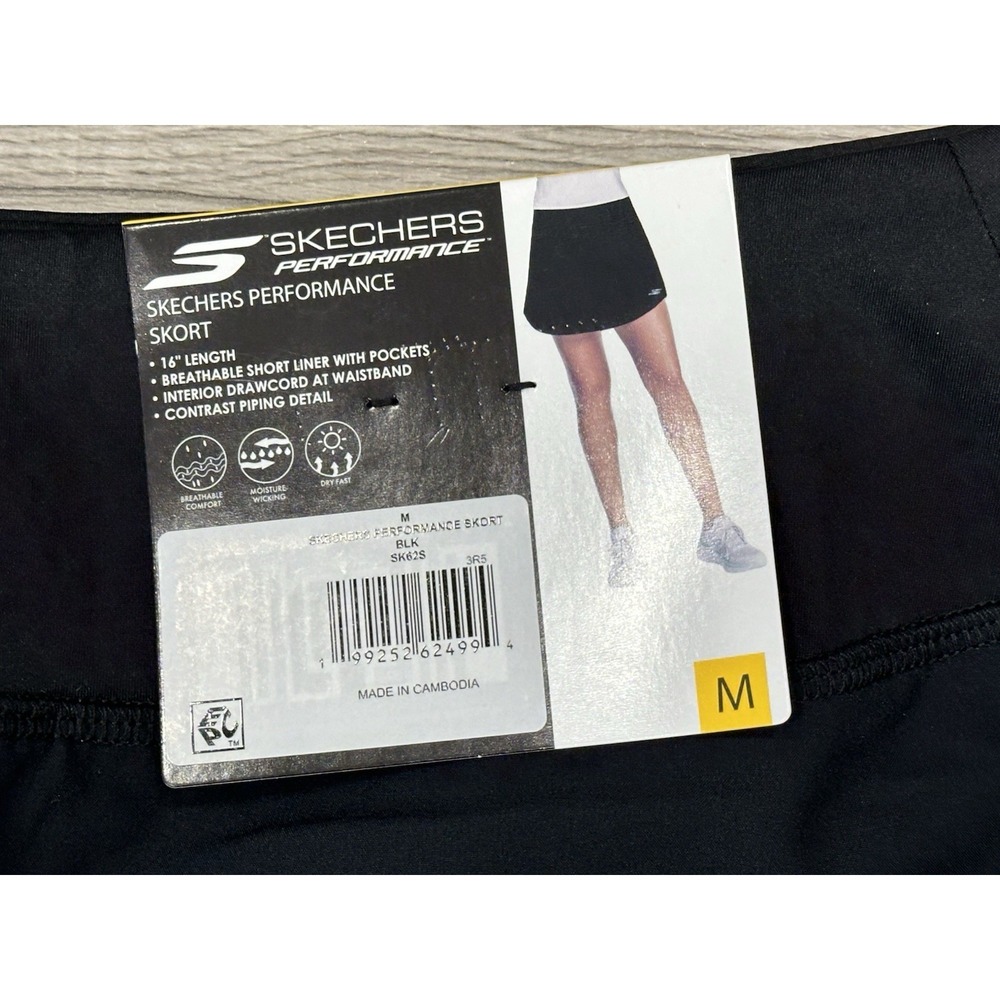 Skechers Women's Performance Black White Piping Liner W/pockets Skort Medium NEW - Picture 7 of 7